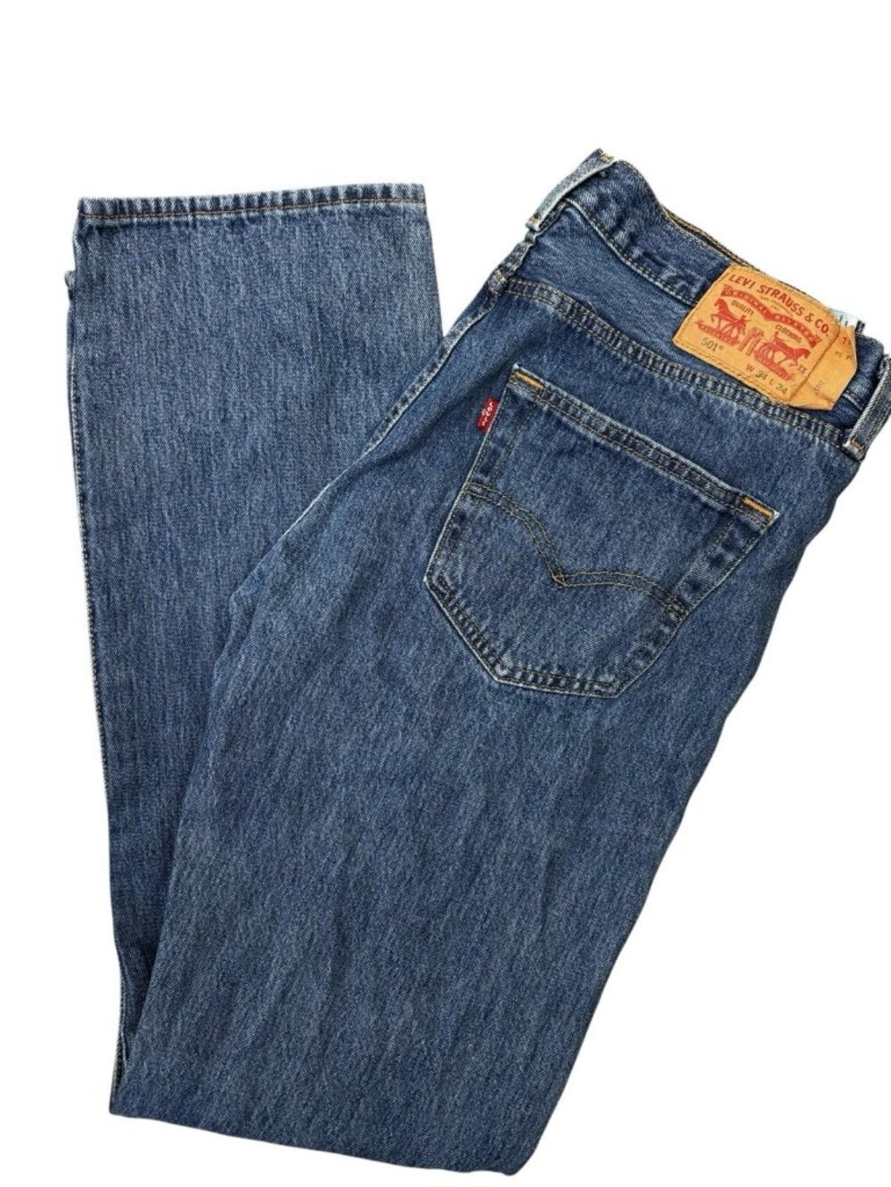 Levis 501 Men's Blue Jeans Button Fly Straight Leg Denim 34x34 Western Grunge